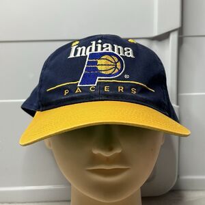 Vintage Indiana Pacers Hat Cap Snapback NBA 90s Embroidered Logo Navy Blue Twins
